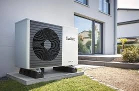 Air source heat pump unit installed outside a property
